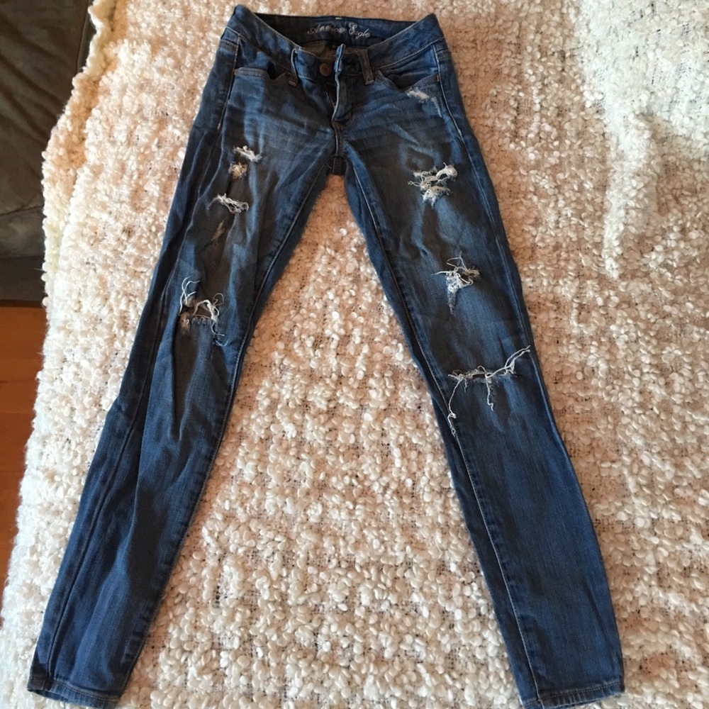 American Eagle Distressed Low-Rise Skinny Jeans